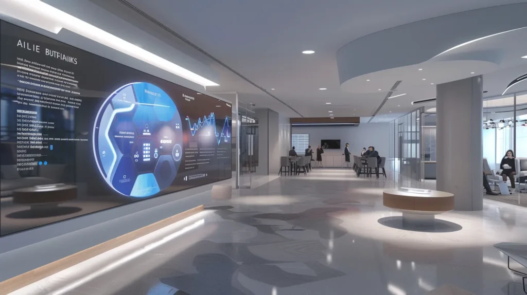 a modern, sleek office setting featuring a bold infographic on a digital screen comparing the wellness benefits of delta 8 and delta 10 thc, surrounded by focused individuals engaged in vibrant discussions and brainstorming sessions.