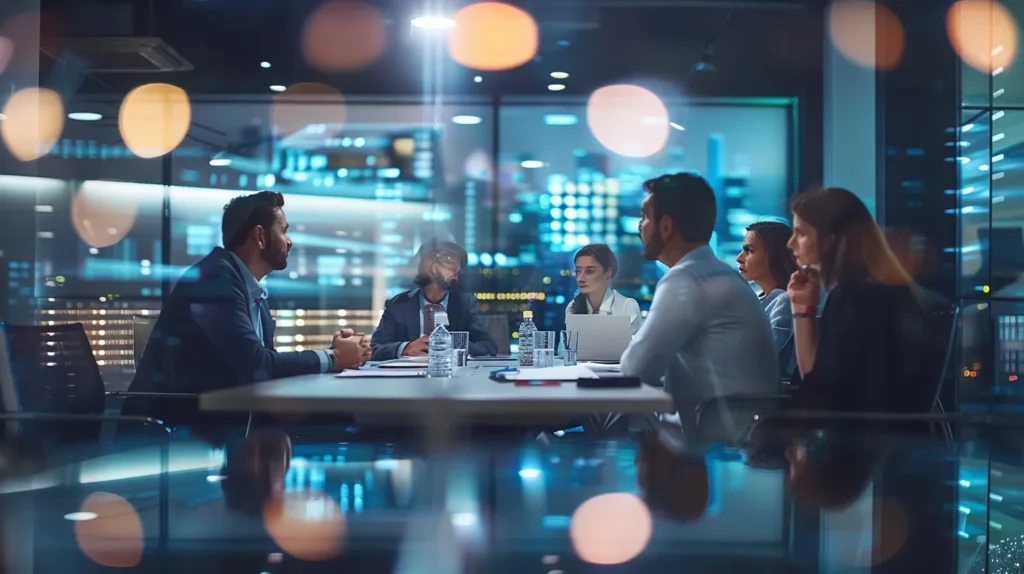 a sleek, modern conference room showcases a diverse group of professionals engaged in an intense discussion, surrounded by digital displays showcasing data from delta 10 clinical studies, all illuminated by sharp, focused lighting to emphasize the gravity of their findings.