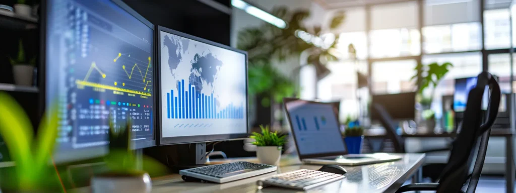 a sleek, modern office workspace with scientific charts and graphs displayed on multiple screens, illustrating the comparative benefits of hhc, cbd, and thc in wellness applications, illuminated by crisp fluorescent lighting to enhance focus and insight.