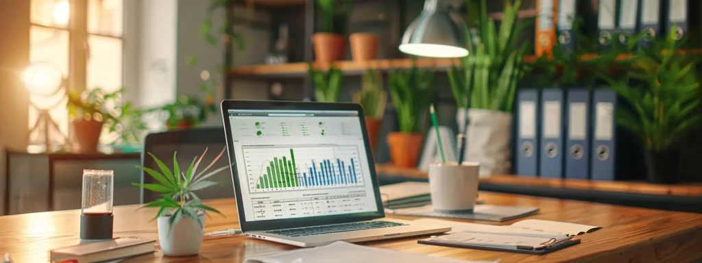 a sleek, modern office workspace features a polished desk with a laptop open to an intricate data analysis chart on cannabinoid safety profiles, surrounded by professional medical literature and notes, illuminated by focused overhead lighting to emphasize the serious nature of the research on hhc, cbd, and thc.